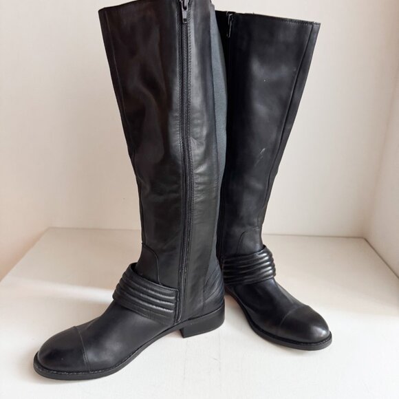 Jessica Simpson Wide Calf Black Leather Boots 11 - Picture 11 of 11